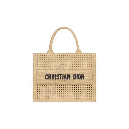 DIOR BookTote Хлопок Тоут Сумка Сумка для покупок Сумка среднего размера Женская Естественный цвет
