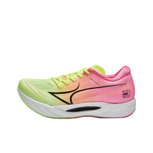 Здоровье Shock Absorbers Slip-resistant Abrasion-resistant Low Top Carbon Plate Running Shoes Unisex Green Pink