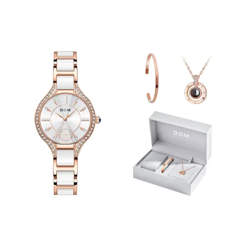 DOM Кварцевый механизм металлический ремешок женские часы белый циферблат