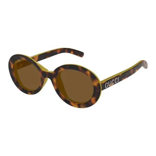 GUCCI Литьевые Окуляры OVAL SUNGLASSES Женские Черепаховый