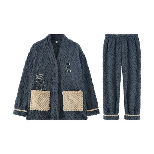 Qiao Ni Tong Пижамный комплект Мужской Темно-серый