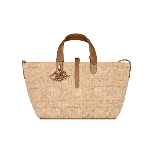 DIOR Toujours Рафия Native Сумка Тоут Сумка Сумка для покупок Сумка на плечо Сумка среднего размера Женская Бежевая