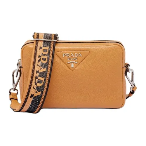 PRADA Сумка через плечо из кожи среднего размера женская карамельного цвета