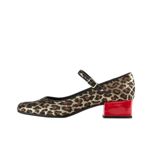 SAINT LAURENT Квадратный каблук Mary Jane обувь 4CM Женская Коричневая