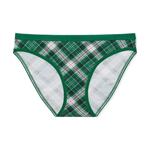 Victoria's Secret Эластичный хлопок Бикини Panty Зеленая клетка Нижнее белье Женские 1 упаковка Зеленый