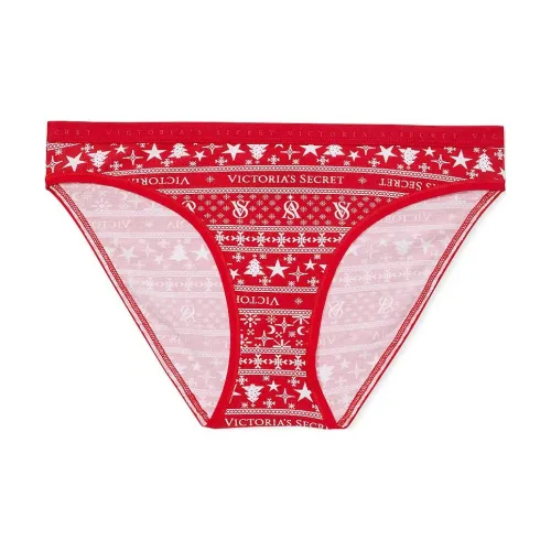 Victoria's Secret Эластичный хлопок Бикини Panty Красный Faireisle Нижнее белье Женские 1 упаковка Красный