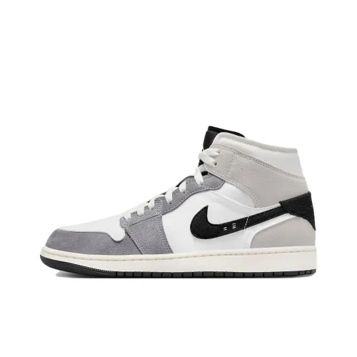 Jordan Air Jordan 1 MID Технология 'Цементный GREY' MID Топ Винтажные баскетбольные кроссовки Мужской Серый
