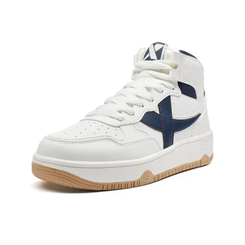 XTEP Slip-resistant Abrasion-resistant High Top Skateboard Shoes Men's White Blue