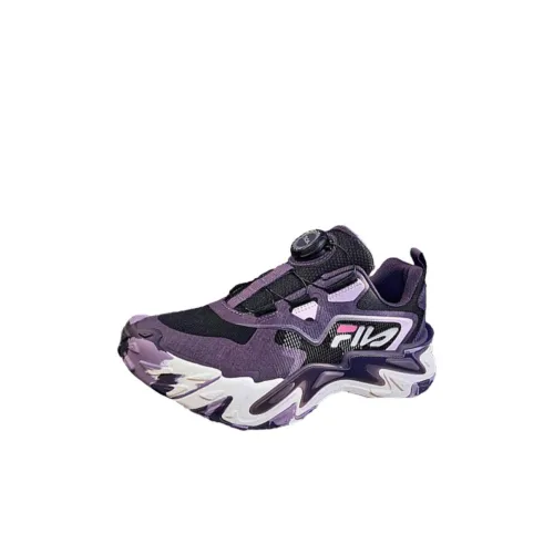 FILA KIDS BOA Slip-resistant Abrasion-resistant Low Top Детская Туристическая Обувь Темно-фиолетовый Белый Черный Подростки