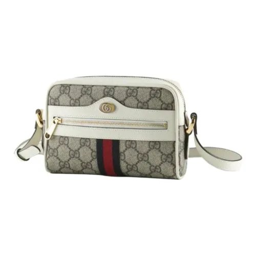 GUCCI Canvas с кожаными вставками сумка через плечо мини женская бежевый и белый