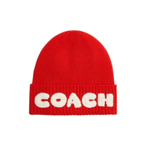 COACH Sheepskin Beanies Unisex Red COACH Шапки-бини из овечьей шерсти Унисекс Красный