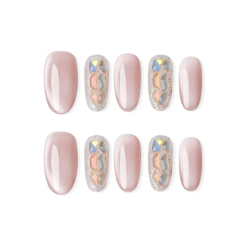 QUIET MOON Таро паста боба False Nail Миндаль Французский Кокетливый стиль Кошачий глаз 10 шт 1 комплект 14 мм