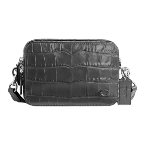 COACH Charter Коровья кожа Сумка через плечо Маленькая Мужская Угольно-серый