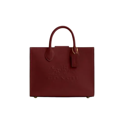 COACH Ace Коровья кожа Тоут Сумка Сумка для покупок Сумка через плечо Сумка среднего размера Женская Темно-красный Драгоценный камень