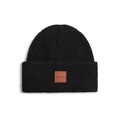 COACH Sheepskin Polyamide Alpaca Beanies Unisex Black COACH Овечья шерсть Полиамид Альпака Шапки-бини Унисекс Черный