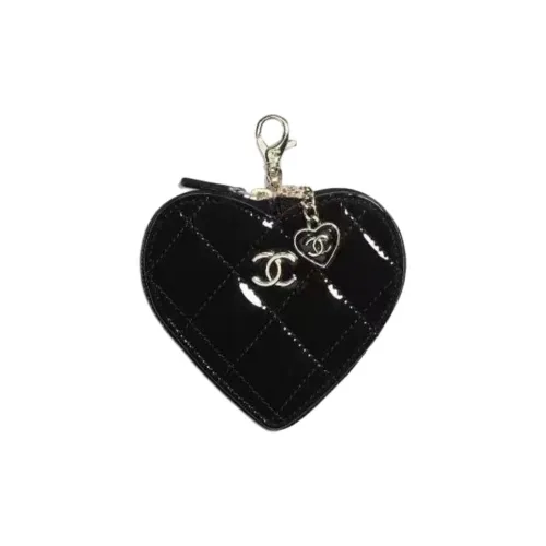 CHANEL Лакированная кожа Телячья кожа Монета Кошелек Женские Черный