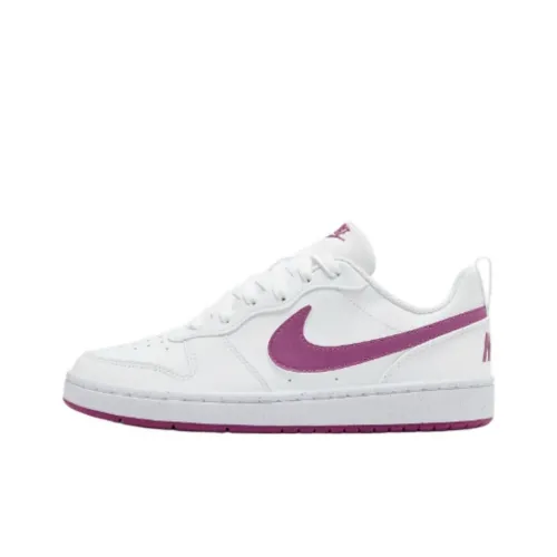 nike Court Borough Slip Resistant Abrasion Resistant Низкий Топ Детские Скейтбординги Белый Фиолетовый