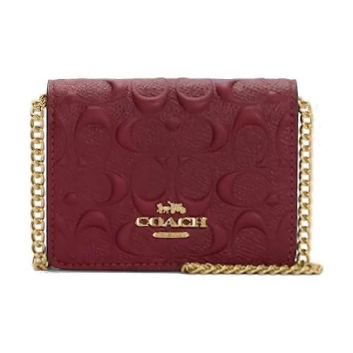 COACH Телячья кожа Сумка через плечо Кошелек Мини Женский Вишня