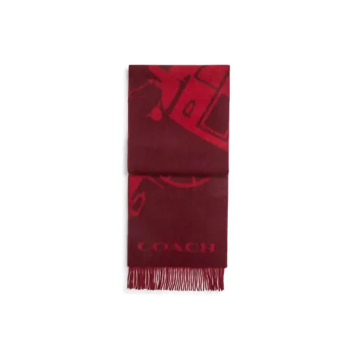 COACH Кашемир Вязаные Шарфы Унисекс Красный