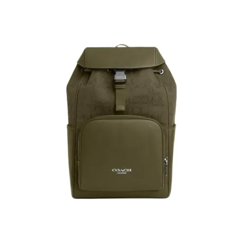 COACH Рюкзак из коровьей кожи унисекс серый оливковый