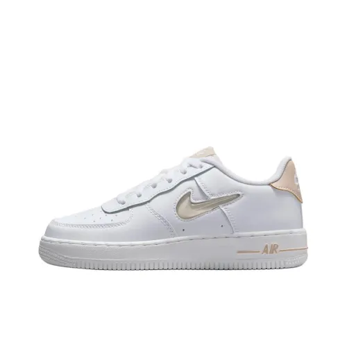 Nike Air Force 1 Slip Resistant Abrasion Resistant Низкий Топ Детские Скейтбординги Белый Подростки