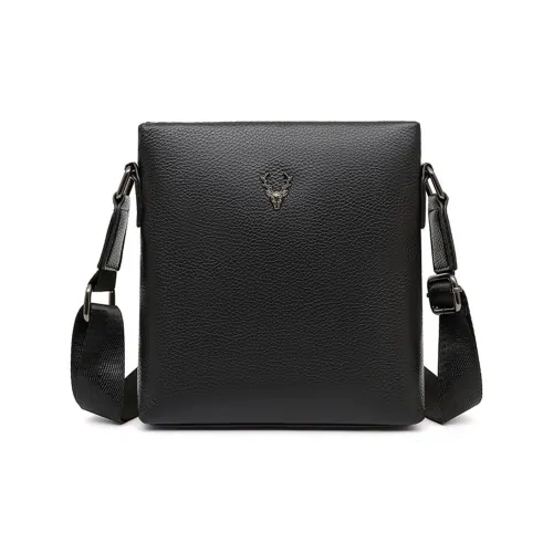 Mulinsen Корова Кожа Японский стиль Сумка через плечо Стандартная Мужская Черная