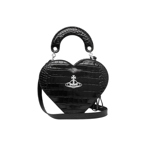 Vivienne Westwood Тисненая кожа Сердце-образная Сумка Сумка Сумка через плечо Сумка через плечо Женская Черная