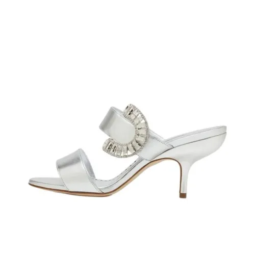 MANOLO BLAHNIK Слипоны 7 см Женские Серебряные