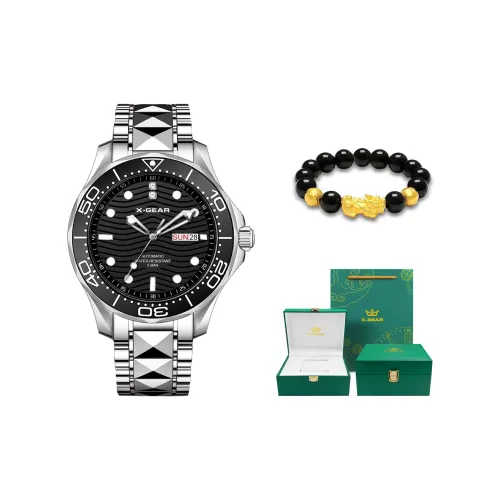 X Шестерня Автоматический Механический Механизм Мужские Часы 41 мм Черный