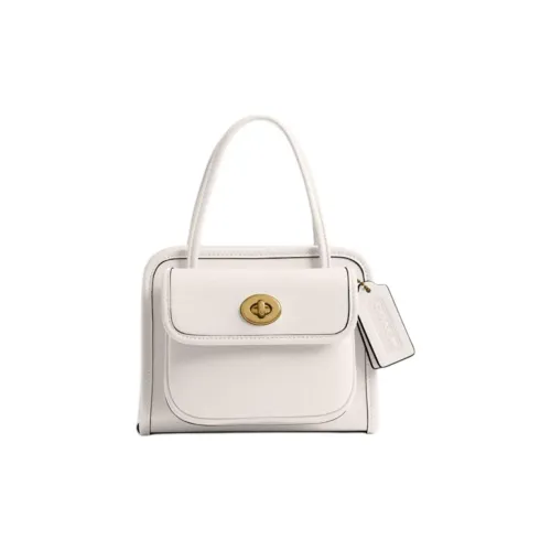 COACH Safari Коровья кожа Тоут Сумка Сумка для покупок Сумка через плечо Сумка Маленькая Женская Мел Белый