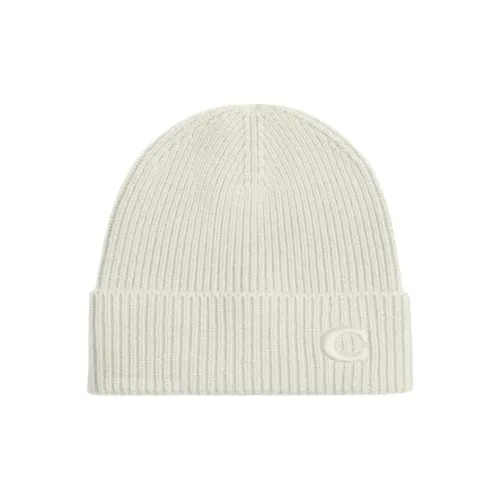 COACH Sheepskin Beanies Unisex White