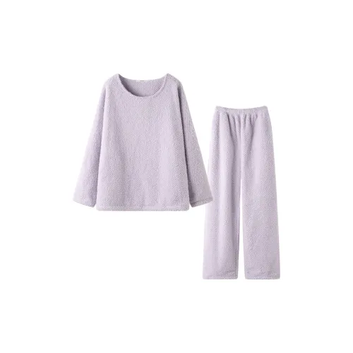 MEITENG Пижамный комплект Осенний и Зимний Женский Светло-фиолетовый