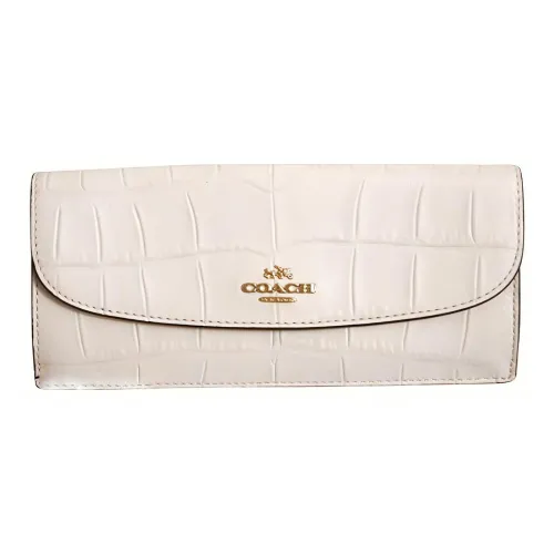 COACH Soft Wallet Крокодил Тисненая кожа Конверт Кошелек Женский Белый