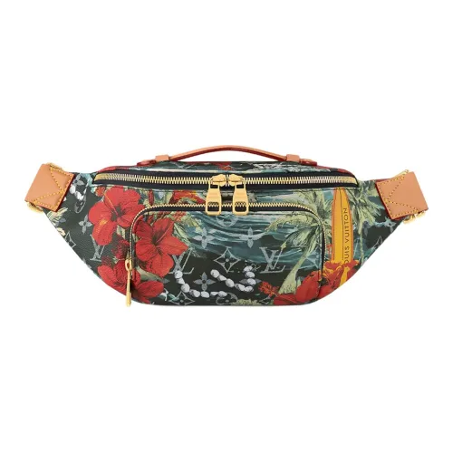 LOUIS VUITTON Покрытый холст с кожаными вставками бананка женский