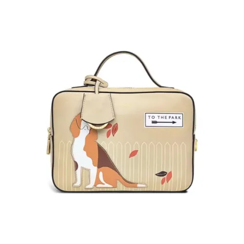 RADLEY Корова Кожа Коробка Сумка Сумка для ланч-бокса Сумка среднего размера Женская Бежевая