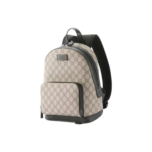 GUCCI Покрытый холст с кожаными вставками рюкзак унисекс бежевый и черный