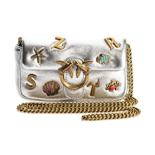 PINKO Овчина Swallow Сумка Сумка через плечо Сумка на плечо Женская Серебряная