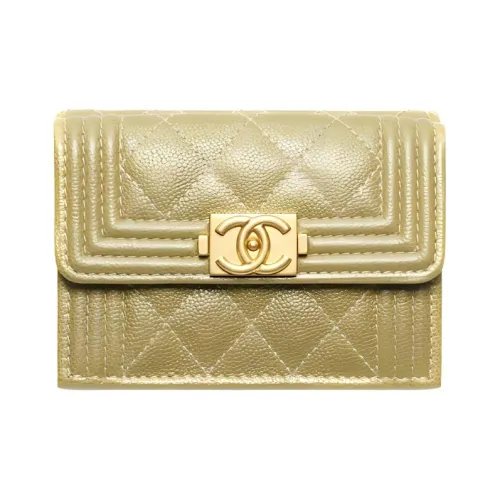 CHANEL 22K Осень и Зима Pearl Embossed Телячья кожа с тиснением золотое металло сумка с клапаном кошелек маленький женский светло-зеленый