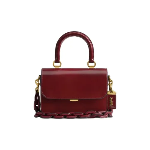 COACH Rogue Коровья кожа Через плечо Одно плечо Сумка Маленькая Женская Темно-красная Драгоценный камень