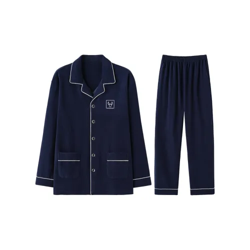 Lan Miao Пижамный комплект Мужской Темно-синий