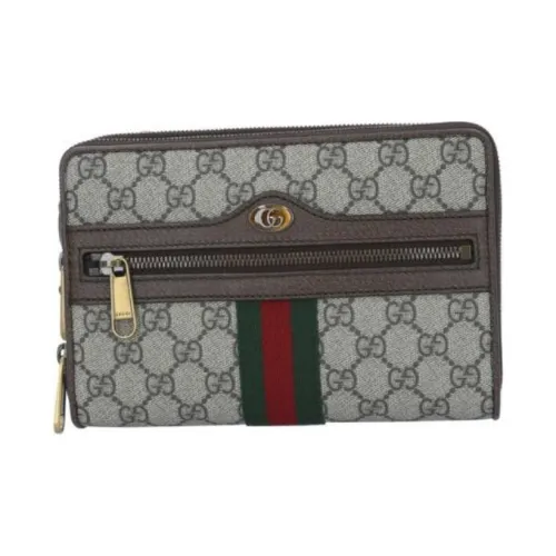 GUCCI Canvas с кожаными вставками через плечо унисекс бежевый и эбеновый