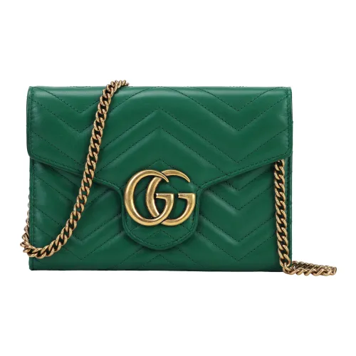 GUCCI Marmont Quilted кожаный конверт сумка через плечо мини женский зеленый