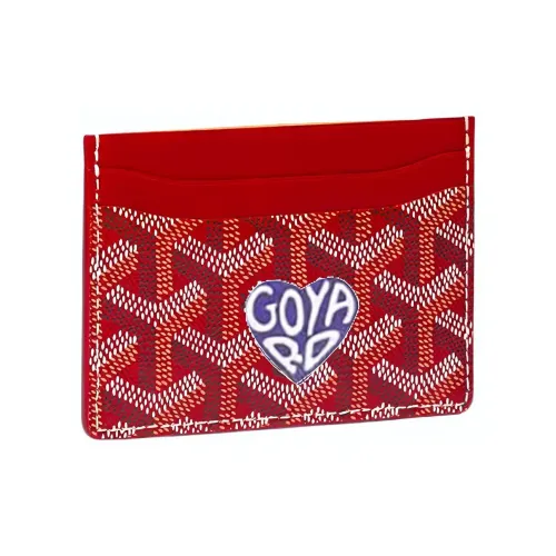 GOYARD Saint Sulpice Холст с кожей Собака's Teeth Картхолдер Картхолдер Унисекс Красный Фиолетовый Маленькое сердце