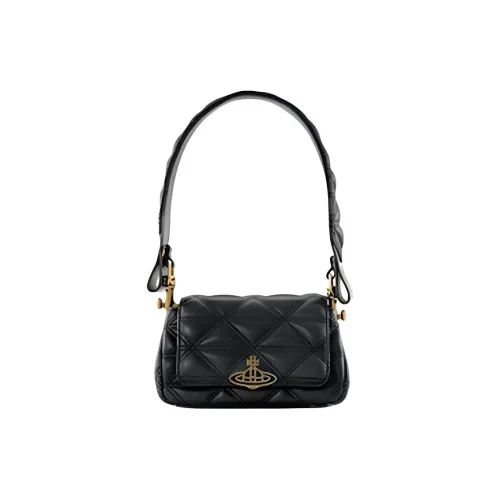 Vivienne Westwood Hazel Овечья кожа Плечевая сумка Сумка-багет Сумка через плечо Женская Черная