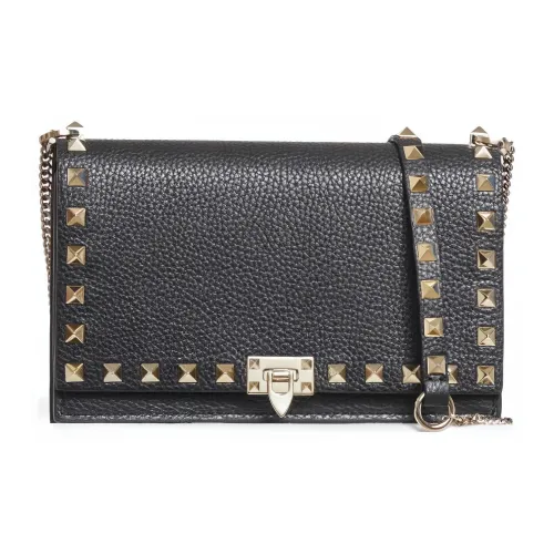 Valentino Rockstud Телячья кожа Маленькая квадратная сумка сумка через плечо сумка на плечо женская черная