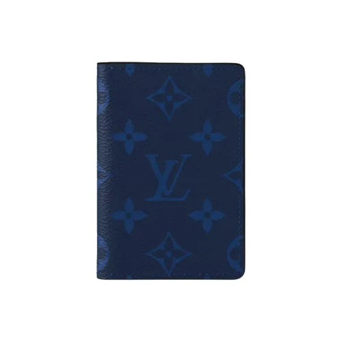 LOUIS VUITTON Холст и кожа Держатель для карт кошелек Мужской Морской синий