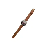 Зернистая кожа личи, кожа, золотая застежка-бабочка, цвет - конго-коричневый