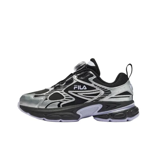 FILA KIDS BOA Pegasus Slip-resistant Abrasion-resistant Low Top Детская беговая обувь Черный Серебряный
