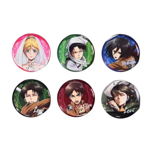 BOOM COMIC Attack on Titan S2 Shimmer Pearl Large Badge Levi Eren Official Valley Badges
