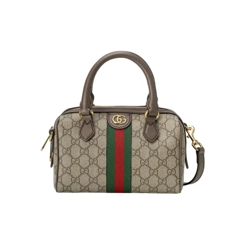 GUCCI Ophidia GG Supreme Холст и Кожа Сумка через плечо Сумка Мини Женская Бежевая и Эбеновая